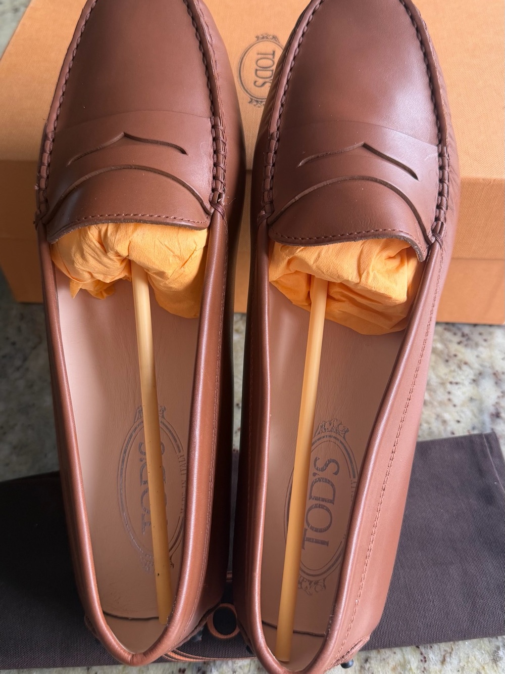 New women Brandy Tod's Brown Leather Penny Loafers